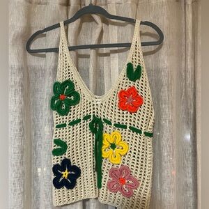 Zara size M crochet flower summer top